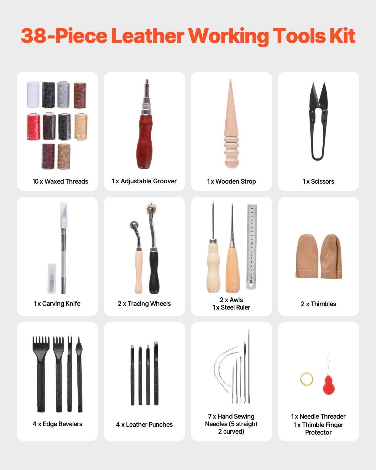 SucceBuy 38/59/61/72/92 szt. Z – Leatherwork Tool Kit recenzja i cena