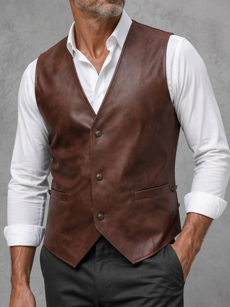 Męska kamizelka w stylu vintag – Leather Work Vest For Men recenzja i cena
