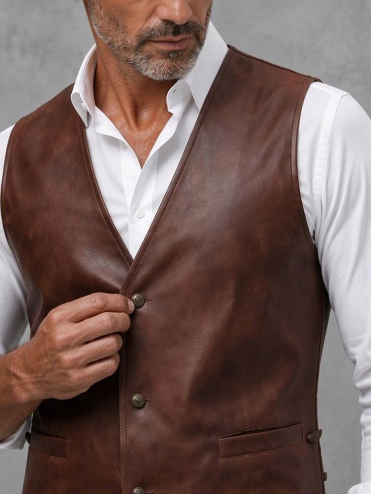 Męska kamizelka w stylu vintag – Leather Work Vest For Men recenzja i cena