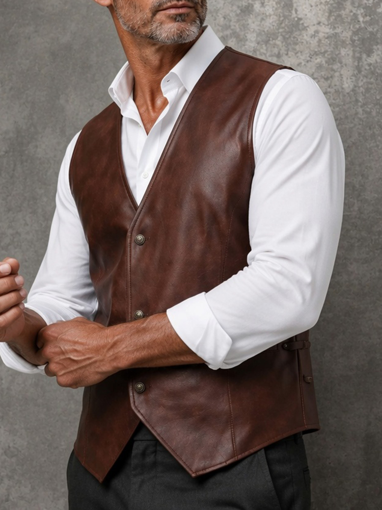 Męska kamizelka w stylu vintag – Leather Work Vest For Men recenzja i cena
